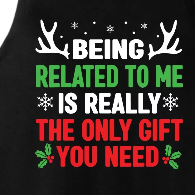 Being Related To Me Funny Christmas Shirts Women Family Ladies Tri-Blend Wicking Tank