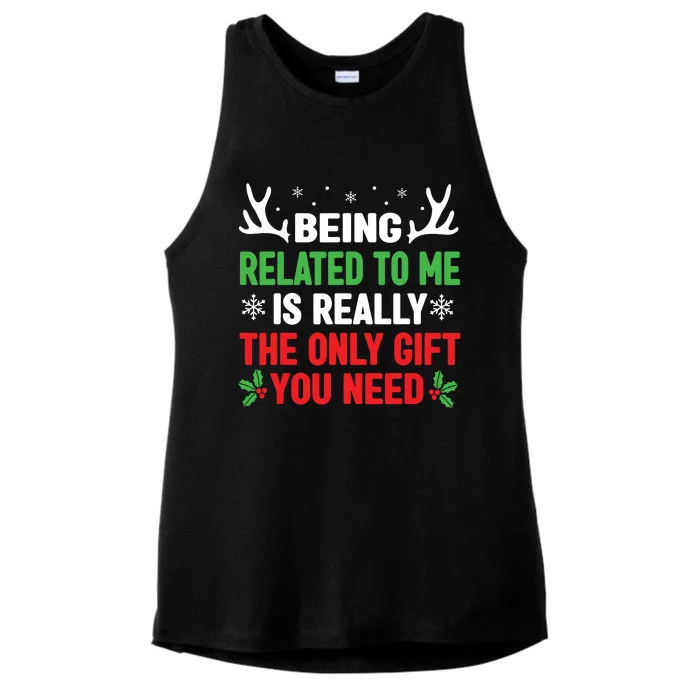 Being Related To Me Funny Christmas Shirts Women Family Ladies Tri-Blend Wicking Tank