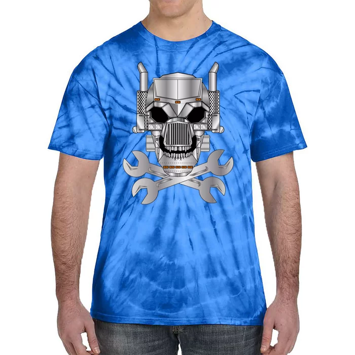 Big Rig Truck Skull And Wrench Bones Gift For Trucker Gift Tie-Dye T-Shirt