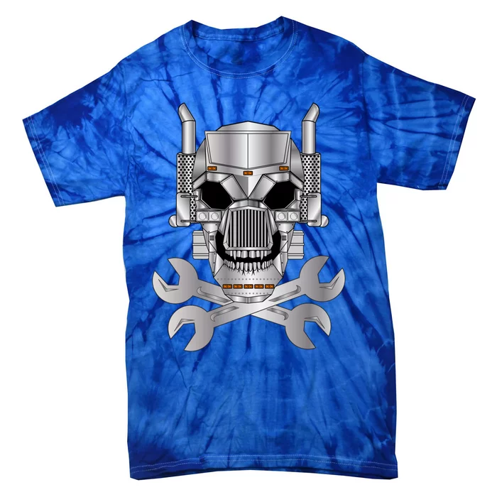 Big Rig Truck Skull And Wrench Bones Gift For Trucker Gift Tie-Dye T-Shirt