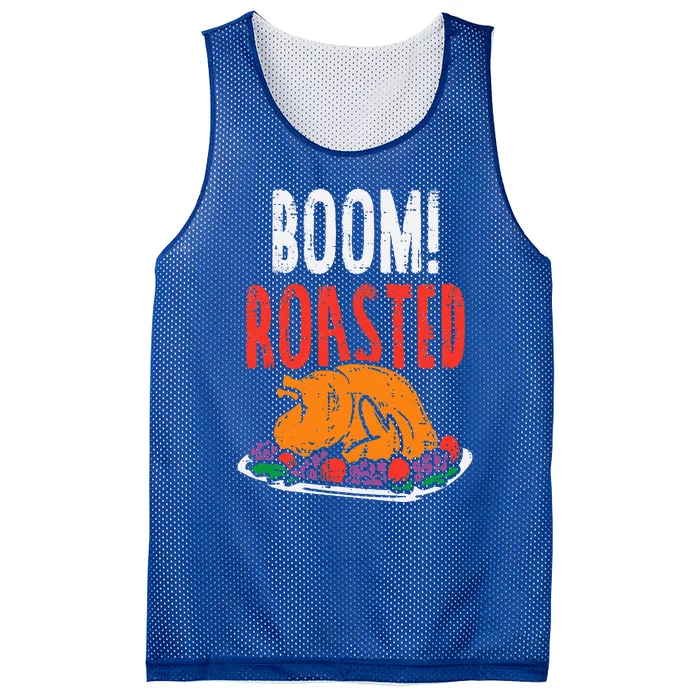 Boom Roasted Turkey Food Funny Thanksgiving Family Mesh Reversible Basketball Jersey Tank