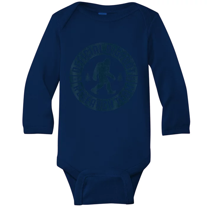 Bigfoot Research Team Retro Vintage Sasquatch Men Women Baby Long Sleeve Bodysuit