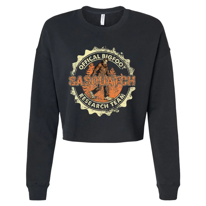 Bigfoot Research Team Retro Vintage Sasquatch Cropped Pullover Crew