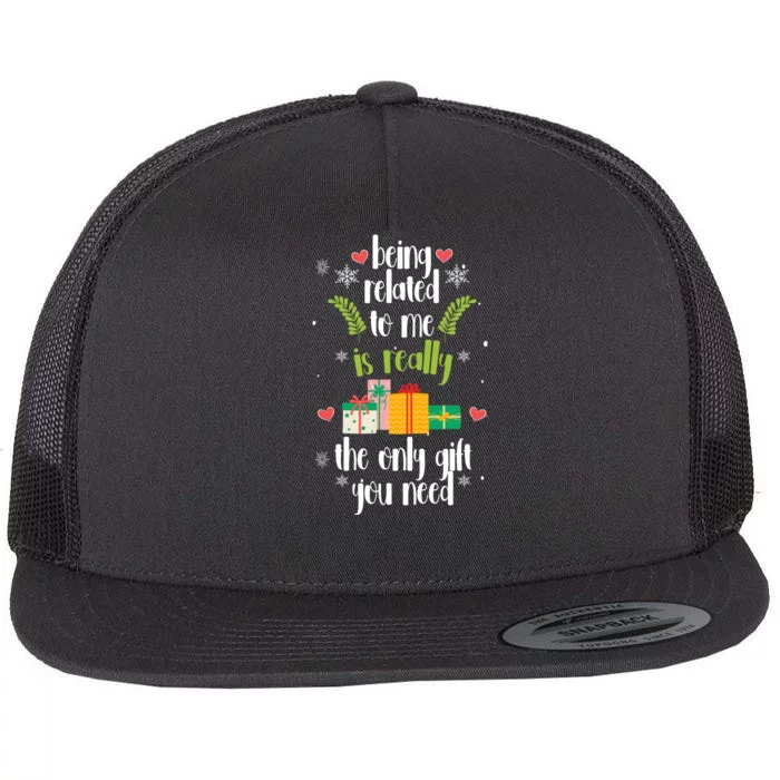 Being Related To Me Is Really The Only Gift You Need Funny Christmas Flat Bill Trucker Hat