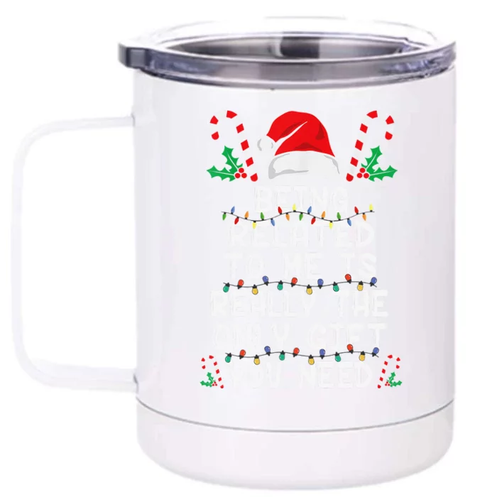 Being Related To Me Christmas Pajama Family Xmas Holiday Front & Back 12oz Stainless Steel Tumbler Cup