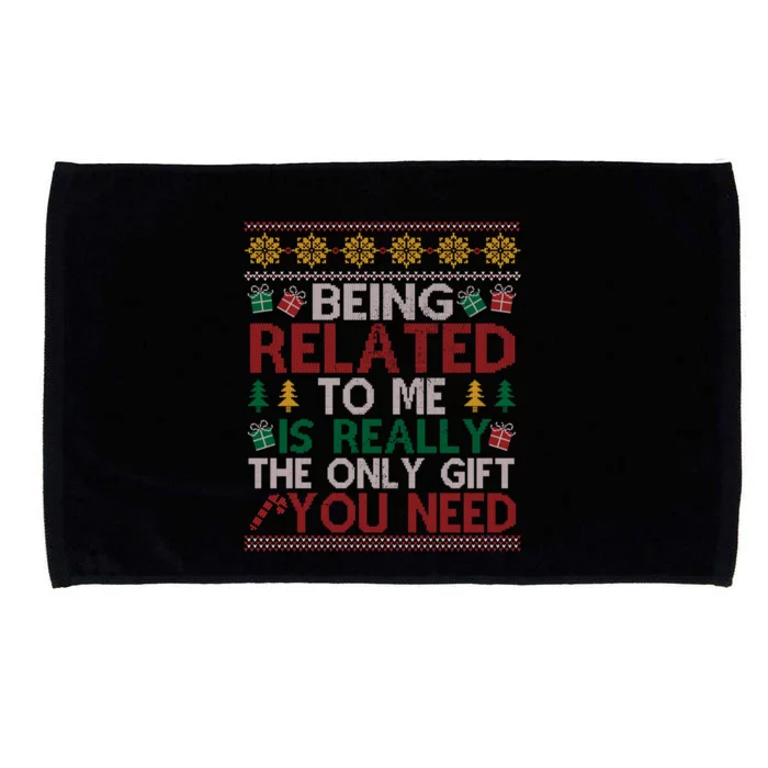 Being Related To Me Funny Holiday Christmas Funny Gift Microfiber Hand Towel