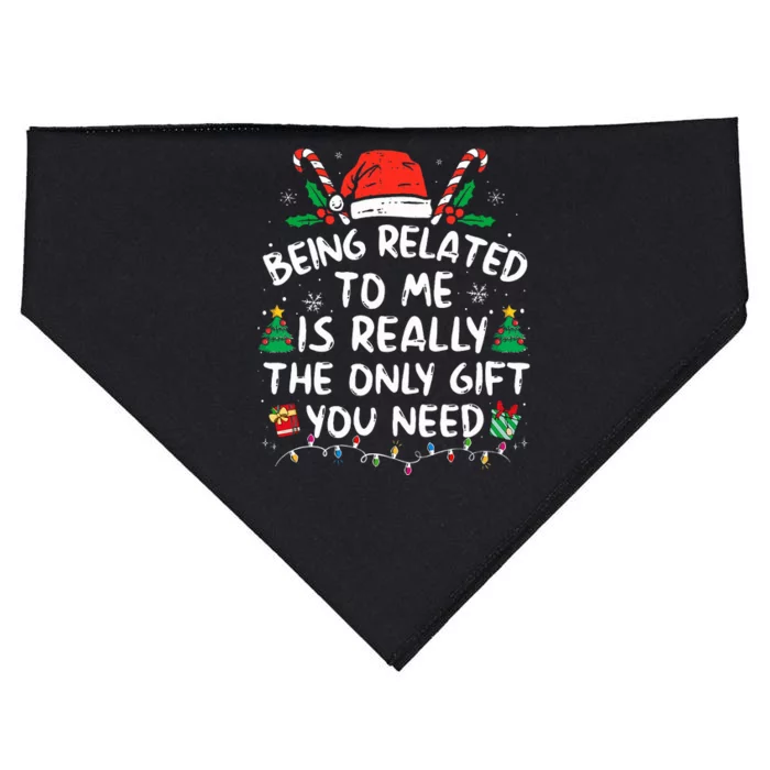 Being Related To Me Funny Christmas Family Xmas Pajamas USA-Made Doggie Bandana