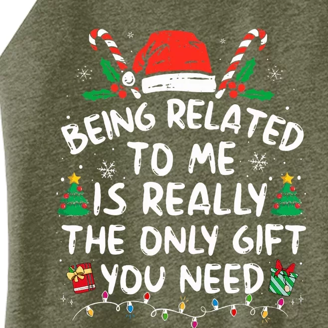 Being Related To Me Funny Christmas Family Xmas Pajamas Women’s Perfect Tri Rocker Tank