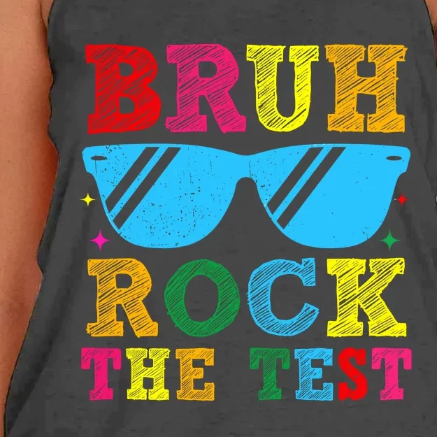 Bruh Rock The Test Test Day Women's Knotted Racerback Tank