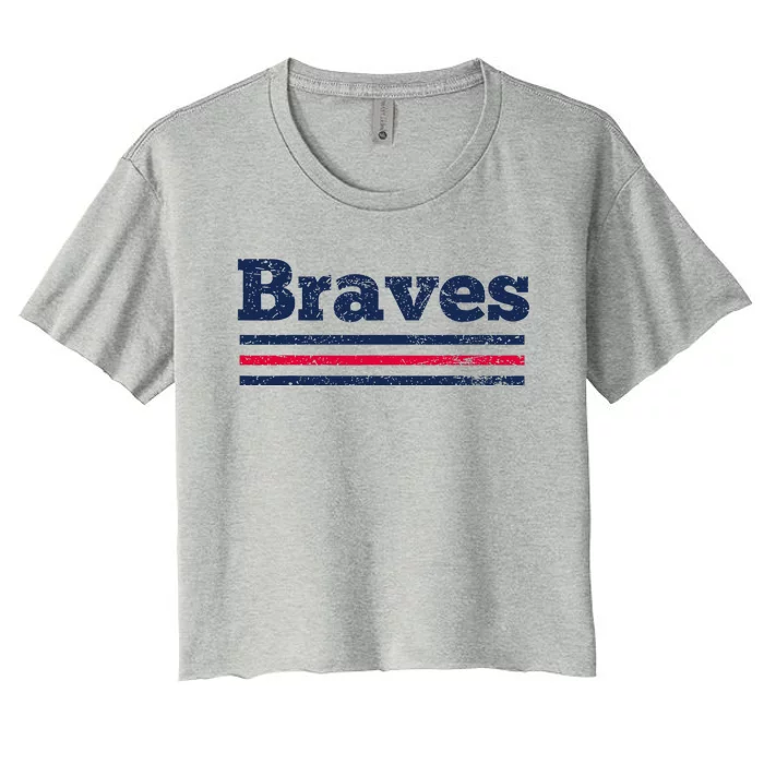 Brave Retro Three Stripe Weathered Women's Crop Top Tee