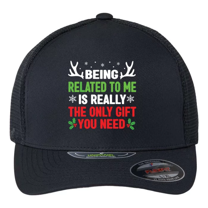 Being Related To Me Funny Christmas Shirts Women Family Flexfit Unipanel Trucker Cap