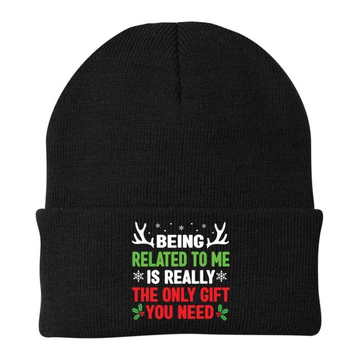 Being Related To Me Funny Christmas Shirts Women Family Knit Cap Winter Beanie