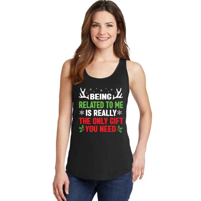 Being Related To Me Funny Christmas Shirts Women Family Ladies Essential Tank