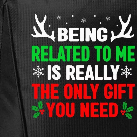 Being Related To Me Funny Christmas City Backpack