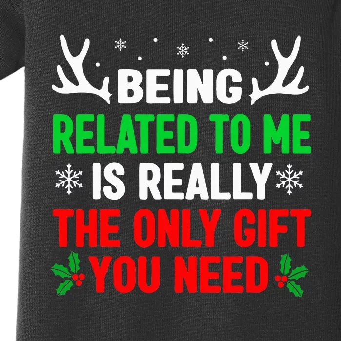 Being Related To Me Funny Christmas Baby Bodysuit