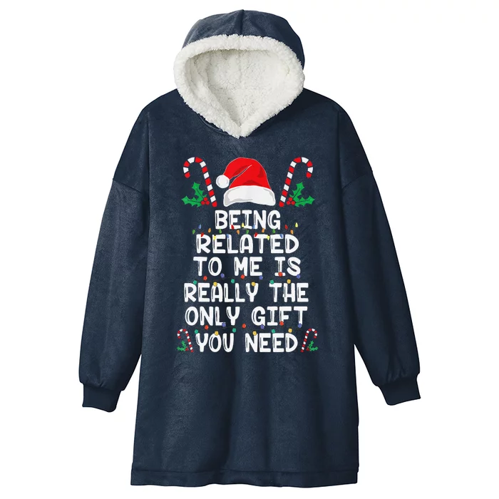 Being Related To Me Christmas Pajama Family Xmas Holiday Hooded Wearable Blanket