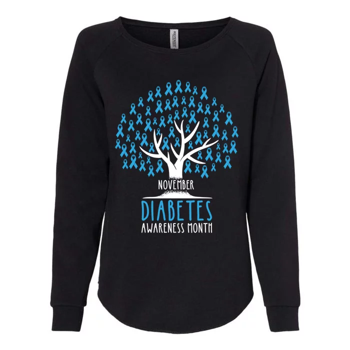 Blue Ribbon Tree Cute Gift T1d Diabetes Awareness Gift Womens California Wash Sweatshirt