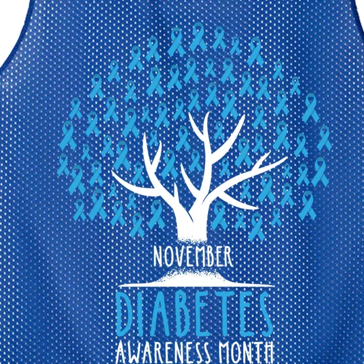 Blue Ribbon Tree Cute Gift T1d Diabetes Awareness Gift Mesh Reversible Basketball Jersey Tank