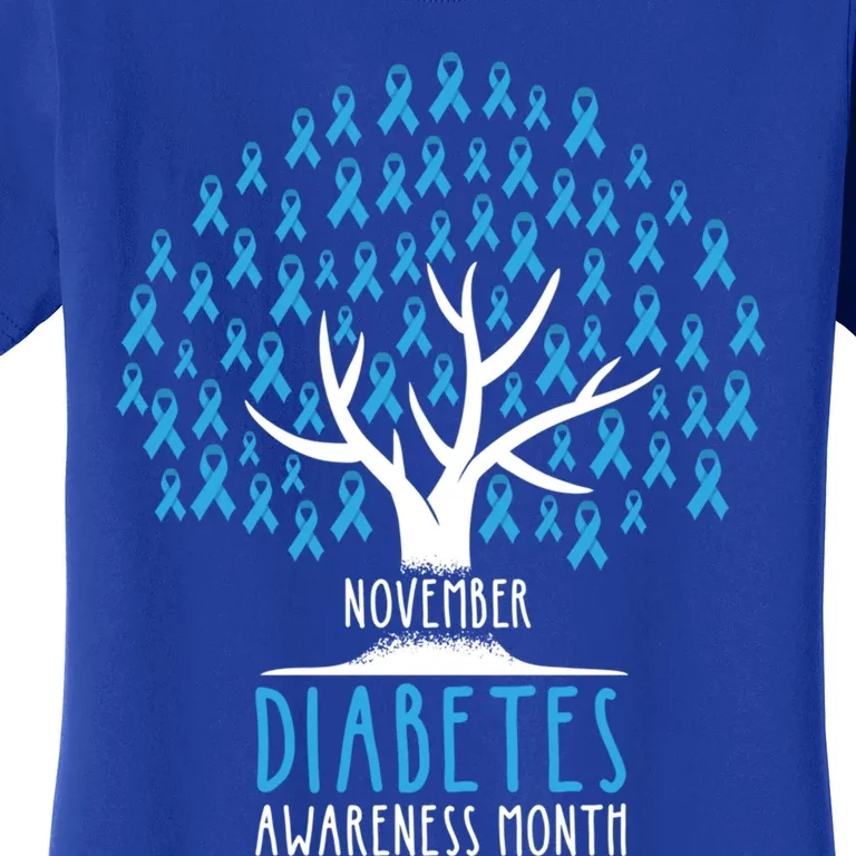 Blue Ribbon Tree Cute Gift T1d Diabetes Awareness Gift Women's T-Shirt