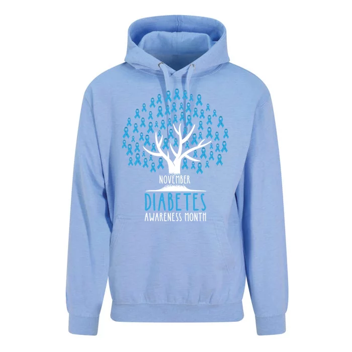 Blue Ribbon Tree Cute Gift T1d Diabetes Awareness Gift Unisex Surf Hoodie