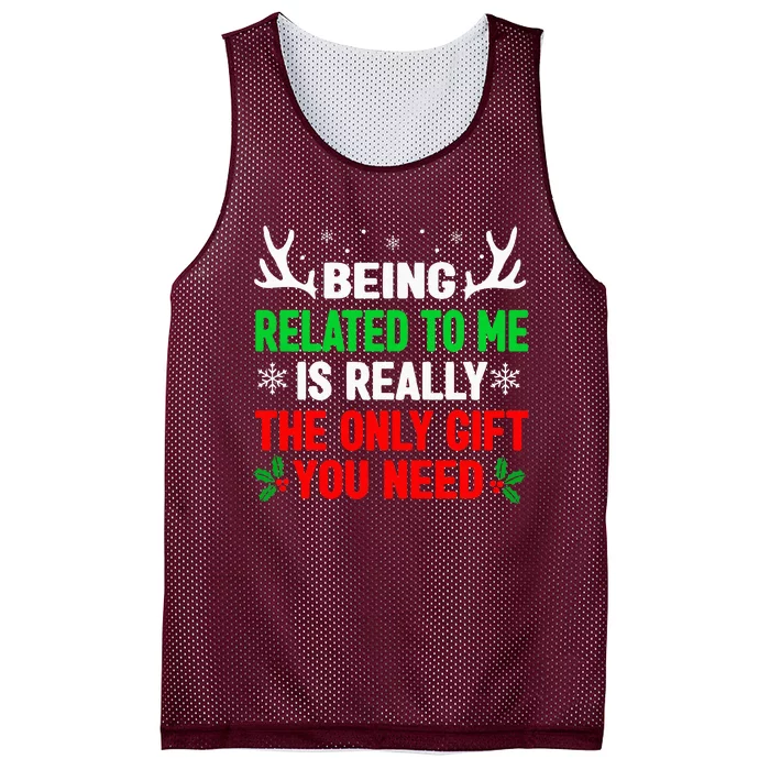 Being Related To Me Funny Christmas S Women Family Mesh Reversible Basketball Jersey Tank