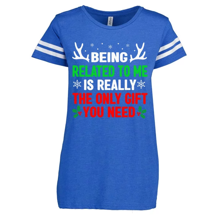 Being Related To Me Funny Christmas S Women Family Enza Ladies Jersey Football T-Shirt