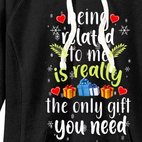 Being Related To Me Funny Christmas Family Xmas Pajamas Women's Fleece Hoodie