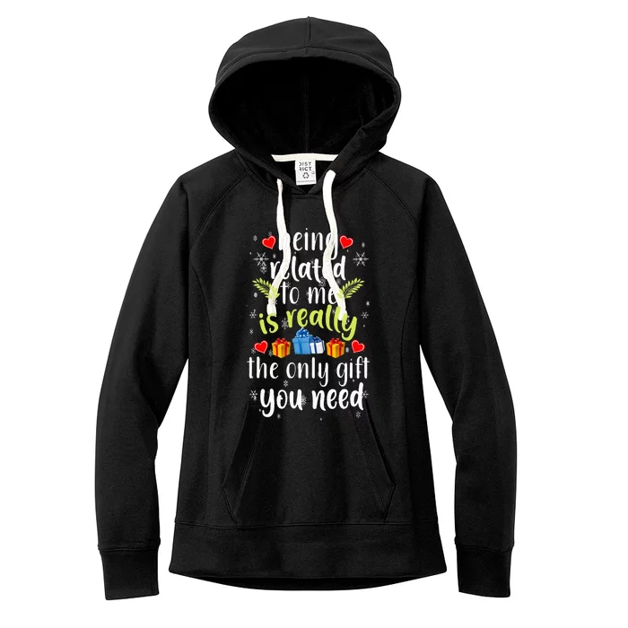 Being Related To Me Funny Christmas Family Xmas Pajamas Women's Fleece Hoodie