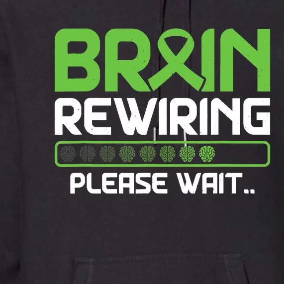 Brain Rewiring Traumatic Brain Injury Ribbon TBI Survivor Premium Hoodie