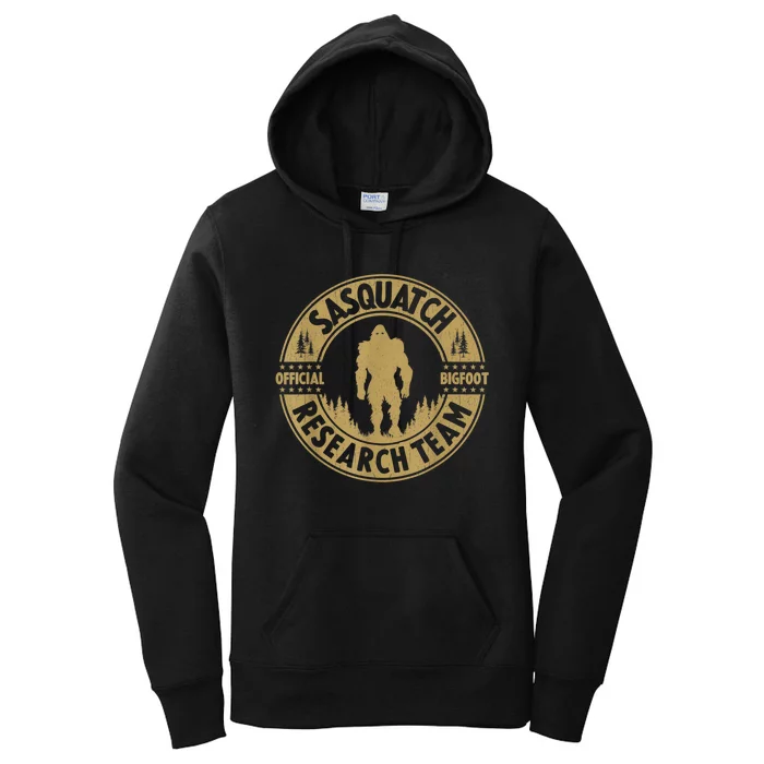 Bigfoot Research Team Retro Vintage Sasquatch And Trees 70s Women's Pullover Hoodie