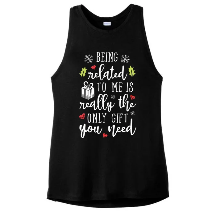 Being Related To Me Funny Christmas Family Xmas Pajamas Gift Short Sleeve Ladies Tri-Blend Wicking Tank