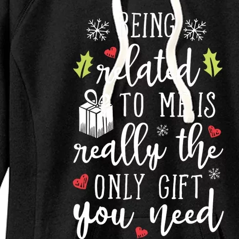 Being Related To Me Funny Christmas Family Xmas Pajamas Gift Short Sleeve Women's Fleece Hoodie