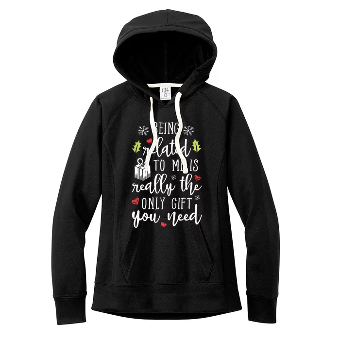 Being Related To Me Funny Christmas Family Xmas Pajamas Gift Short Sleeve Women's Fleece Hoodie