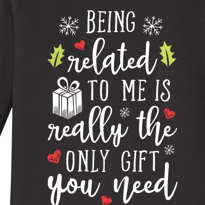 Being Related To Me Funny Christmas Family Xmas Pajamas Gift Short Sleeve Baby Long Sleeve Bodysuit