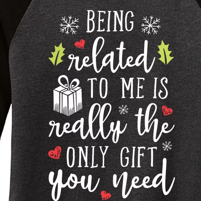 Being Related To Me Funny Christmas Family Xmas Pajamas Gift Short Sleeve Women's Tri-Blend 3/4-Sleeve Raglan Shirt