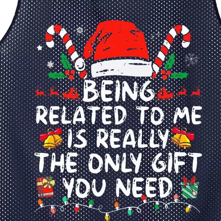 Being Related To Me Funny Christmas Family Xmas Pajamas Mesh Reversible Basketball Jersey Tank