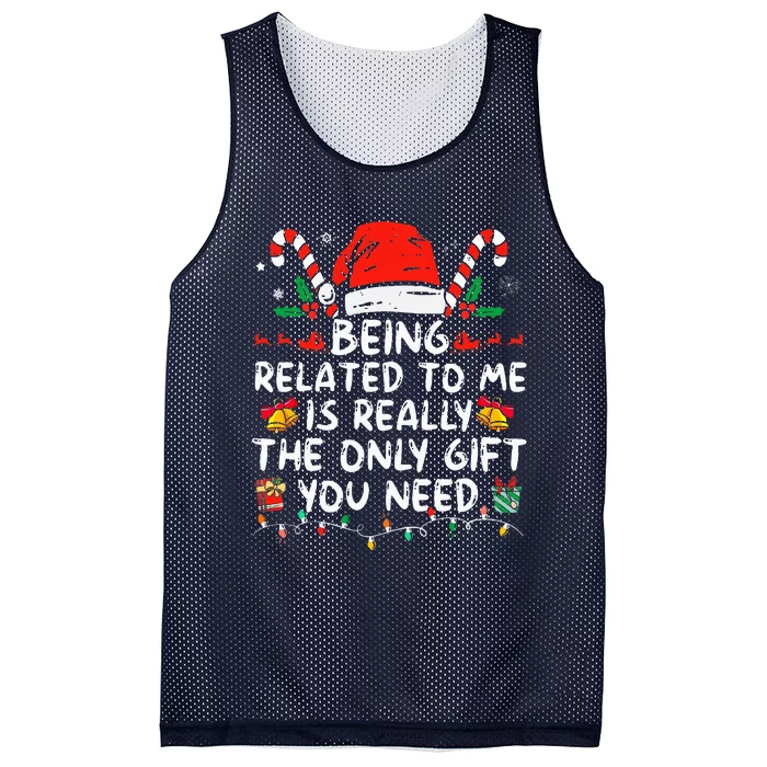 Being Related To Me Funny Christmas Family Xmas Pajamas Mesh Reversible Basketball Jersey Tank