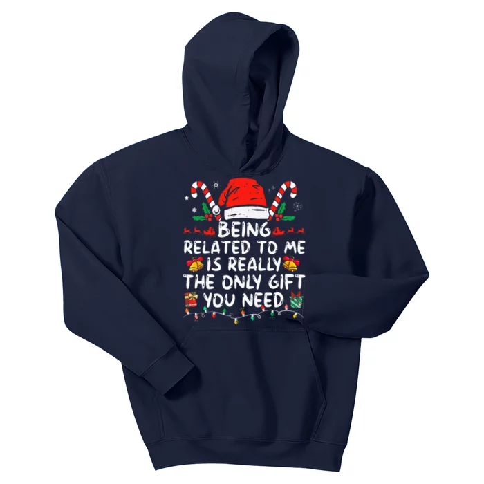 Being Related To Me Funny Christmas Family Xmas Pajamas Kids Hoodie