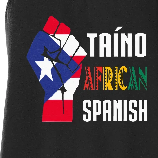 Boricua Roots Taino African Spanish Taino Nation Boricua Women's Racerback Tank