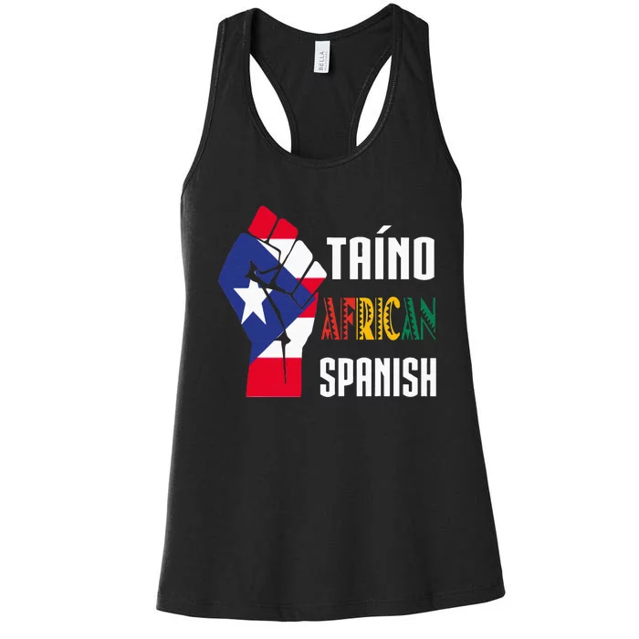 Boricua Roots Taino African Spanish Taino Nation Boricua Women's Racerback Tank