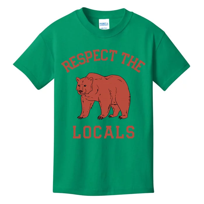 Bear Respect The Locals Camping Hiking Outdoor Adventure Kids T-Shirt