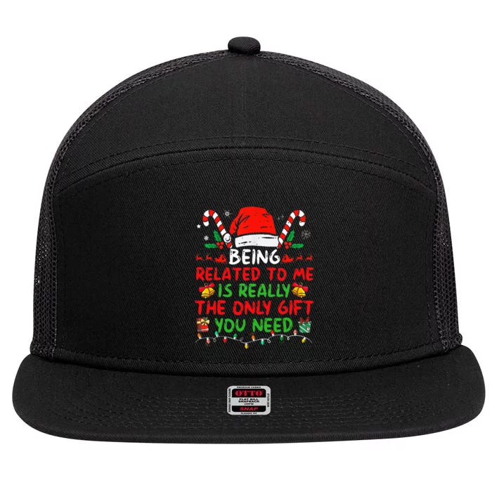 Being Related To Me Funny Family Matching Christmas Pajamas 7 Panel Mesh Trucker Snapback Hat