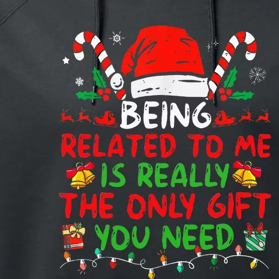 Being Related To Me Funny Family Matching Christmas Pajamas Performance Fleece Hoodie