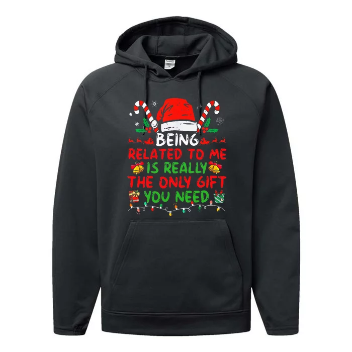 Being Related To Me Funny Family Matching Christmas Pajamas Performance Fleece Hoodie