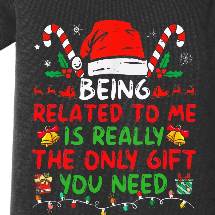 Being Related To Me Funny Family Matching Christmas Pajamas Baby Bodysuit