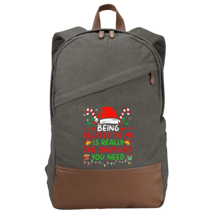 Being Related To Me Funny Family Matching Christmas Pajamas Cotton Canvas Backpack