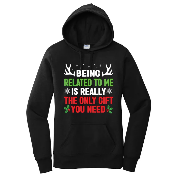 Being Related To Me Funny Christmas Family Women's Pullover Hoodie