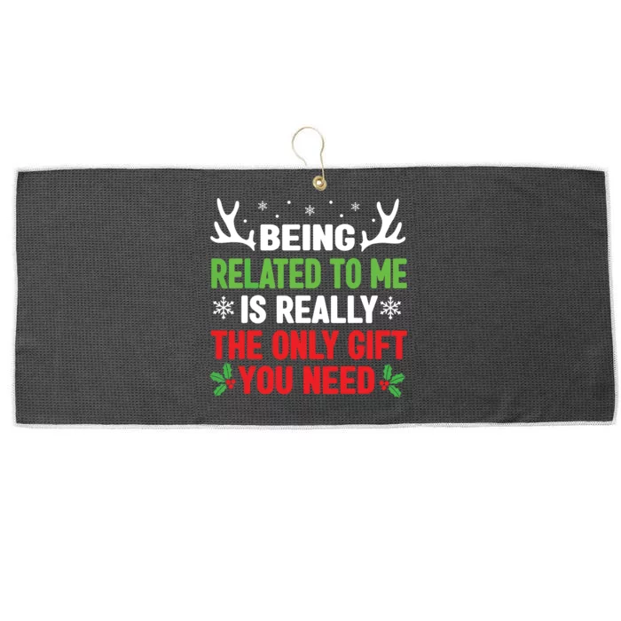 Being Related To Me Funny Christmas Family Large Microfiber Waffle Golf Towel