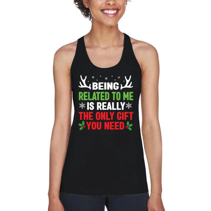 Being Related To Me Funny Christmas Family Women's Racerback Tank