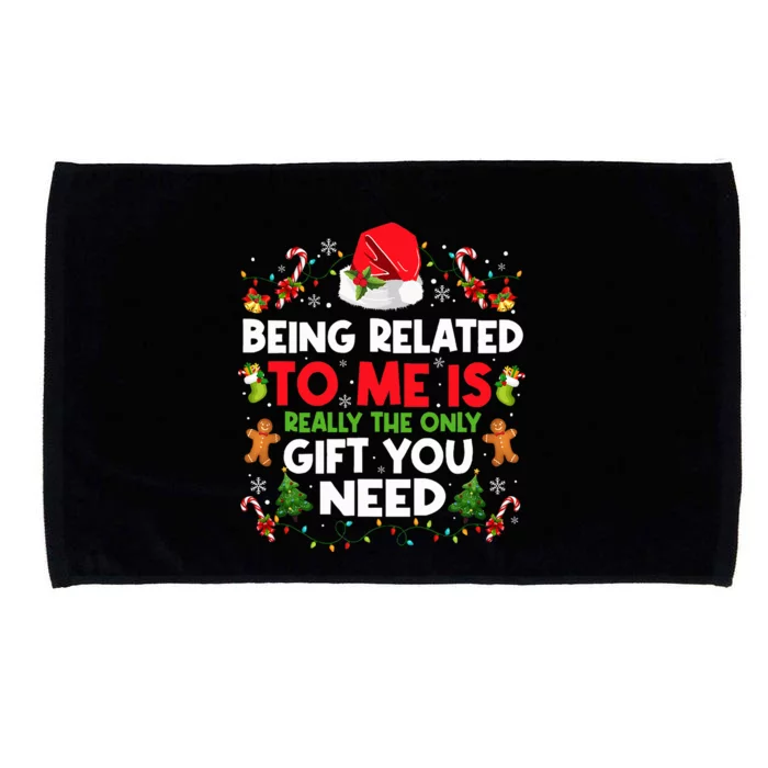 Being Related To Me Funny Christmas Family Xmas Pajamas Microfiber Hand Towel